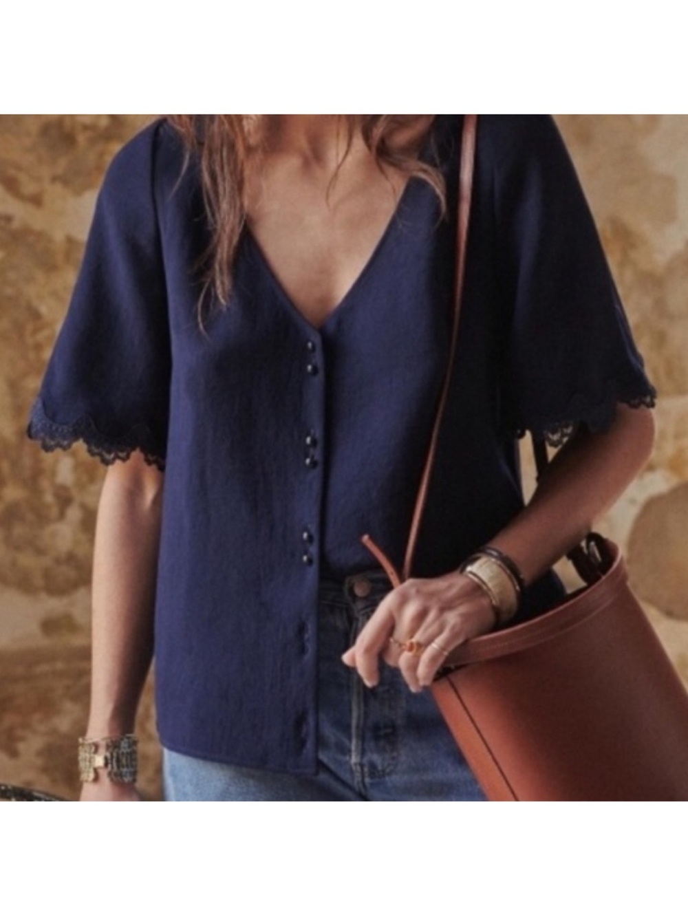 🇫🇷 Sézane Aretha Blouse, Navy
